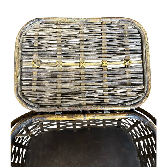 Wicker Picnic Basket Double Handles Bombay Style Vintage - Picture 15 of 16